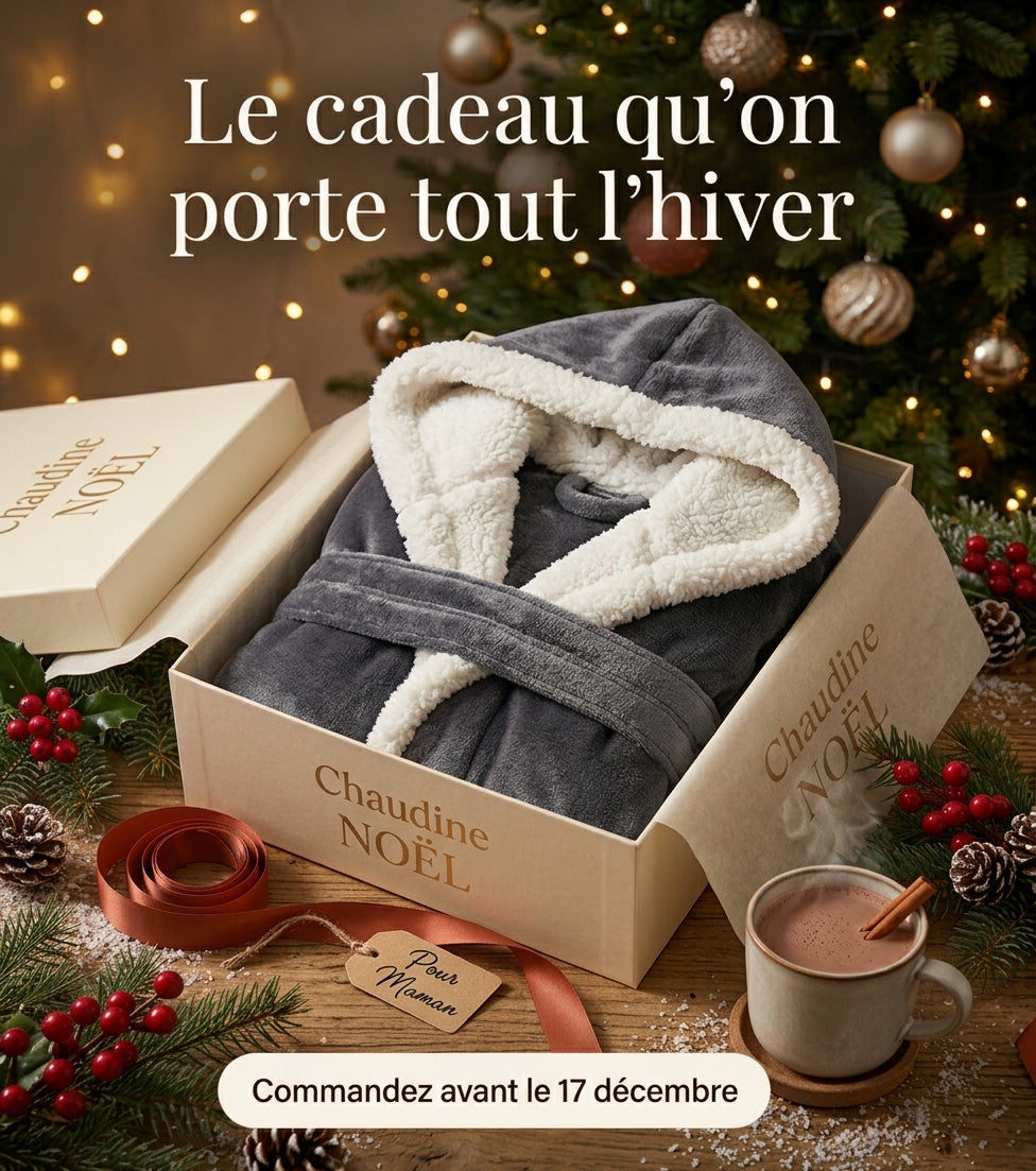 Peignoir chauffant Chaudine dans son coffret cadeau de Noël